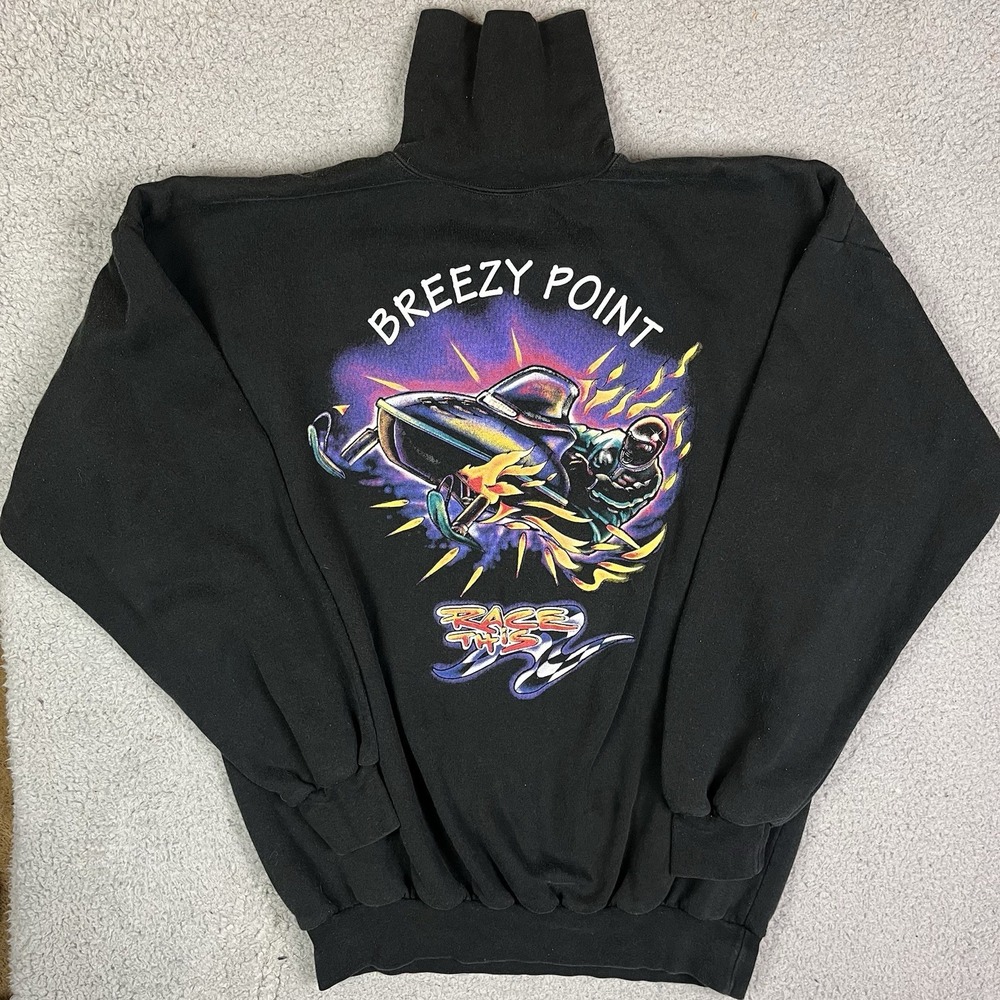 Vintage Snowmobile Breezy Point Race This‎ Sweater Art Unlimited Sweatshirt XL